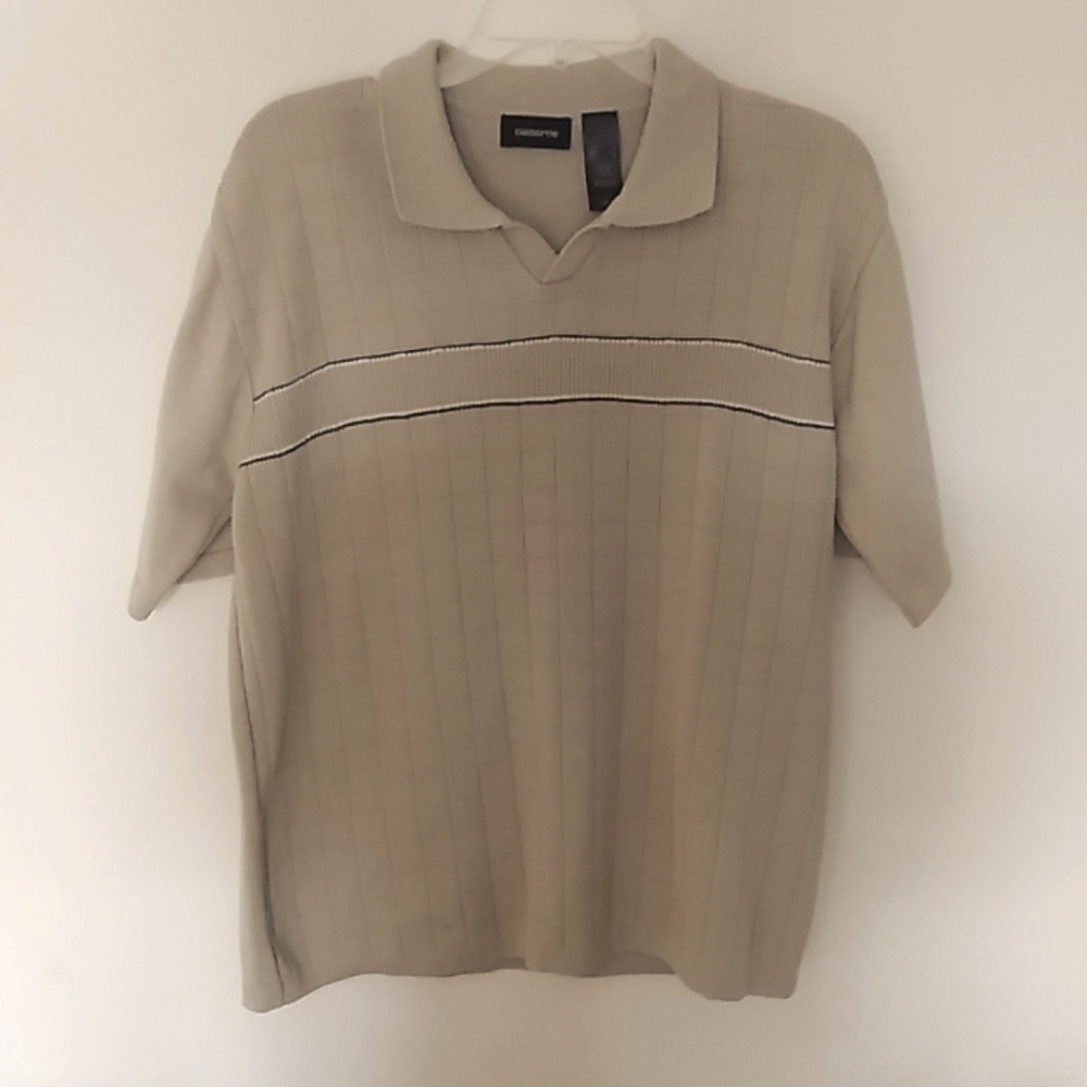 Claiborne Tan Polo Shirt Classic Knit Style Small